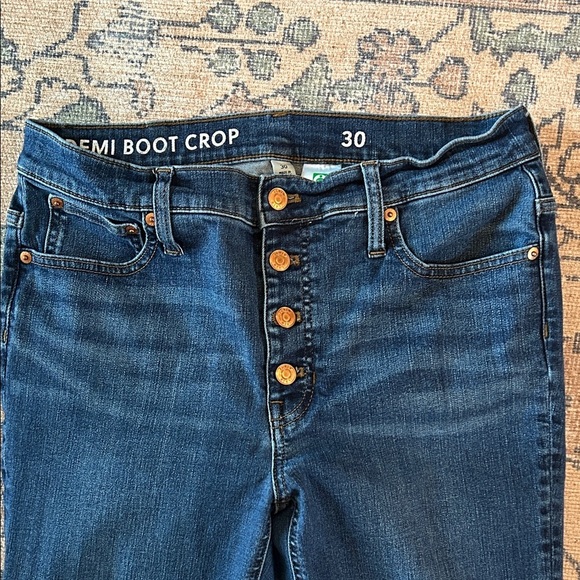 J Crew sz 30 Billie Demi boot cropped jeans with button fly EUC - Picture 4 of 12